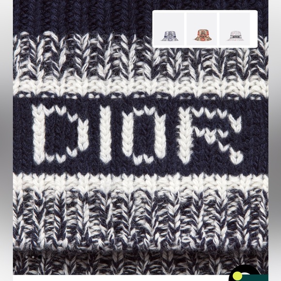 Dior D-White Beanie in Navy Blue Wool and Cashmere Knit - Picture 3 of 6